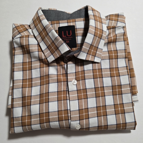 Men's Linea Uomo LU 3XLT Plaid Long Sleeve Button-Button-Down Shirt - Picture 2 of 7